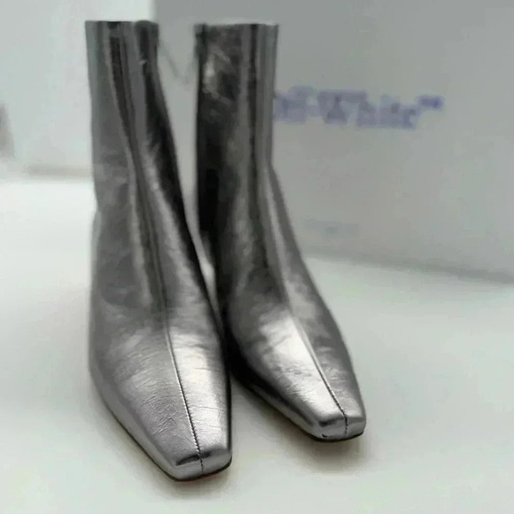 BNWB OFF-White Silver Allen Metal Ankle BootOff-White c/o Virgil Abloh - Picture 12 of 17